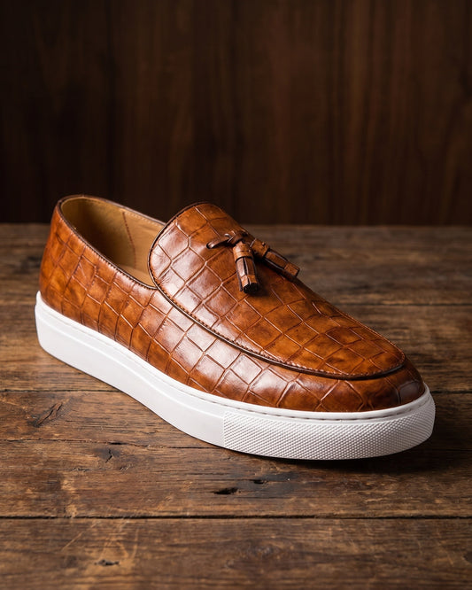 Lino Croc-Embossed Tassel Loafer